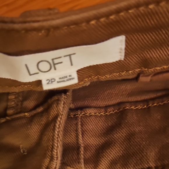 Loft The Palmer Wide Leg Cropped Pants in Khaki - Picture 3 of 4